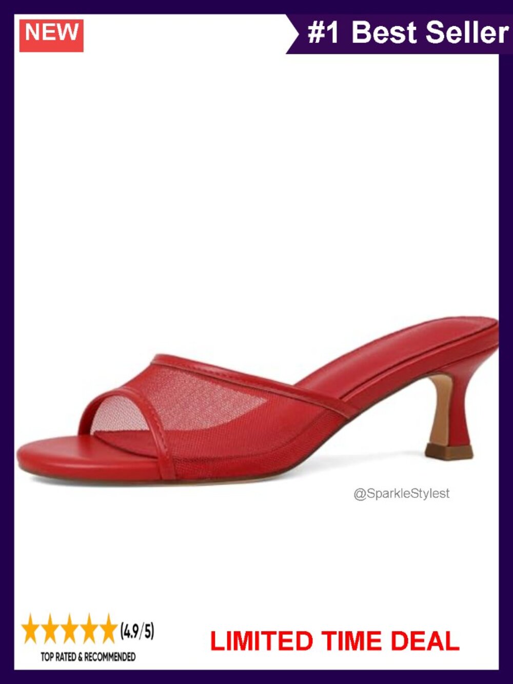 Kitten Heel Sandals Open Toe Slingback Slip On Dressy Summer Slides